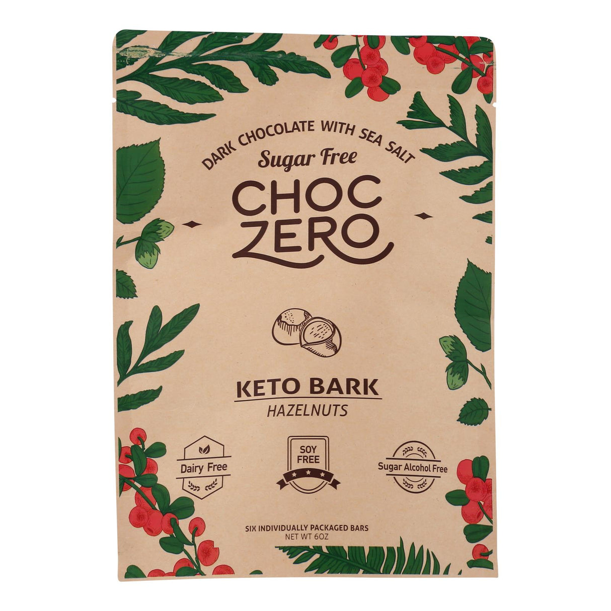 ChocZero - Keto Bark Dark Chocolate Hazelnut (Pack of 12-6oz) - Cozy Farm