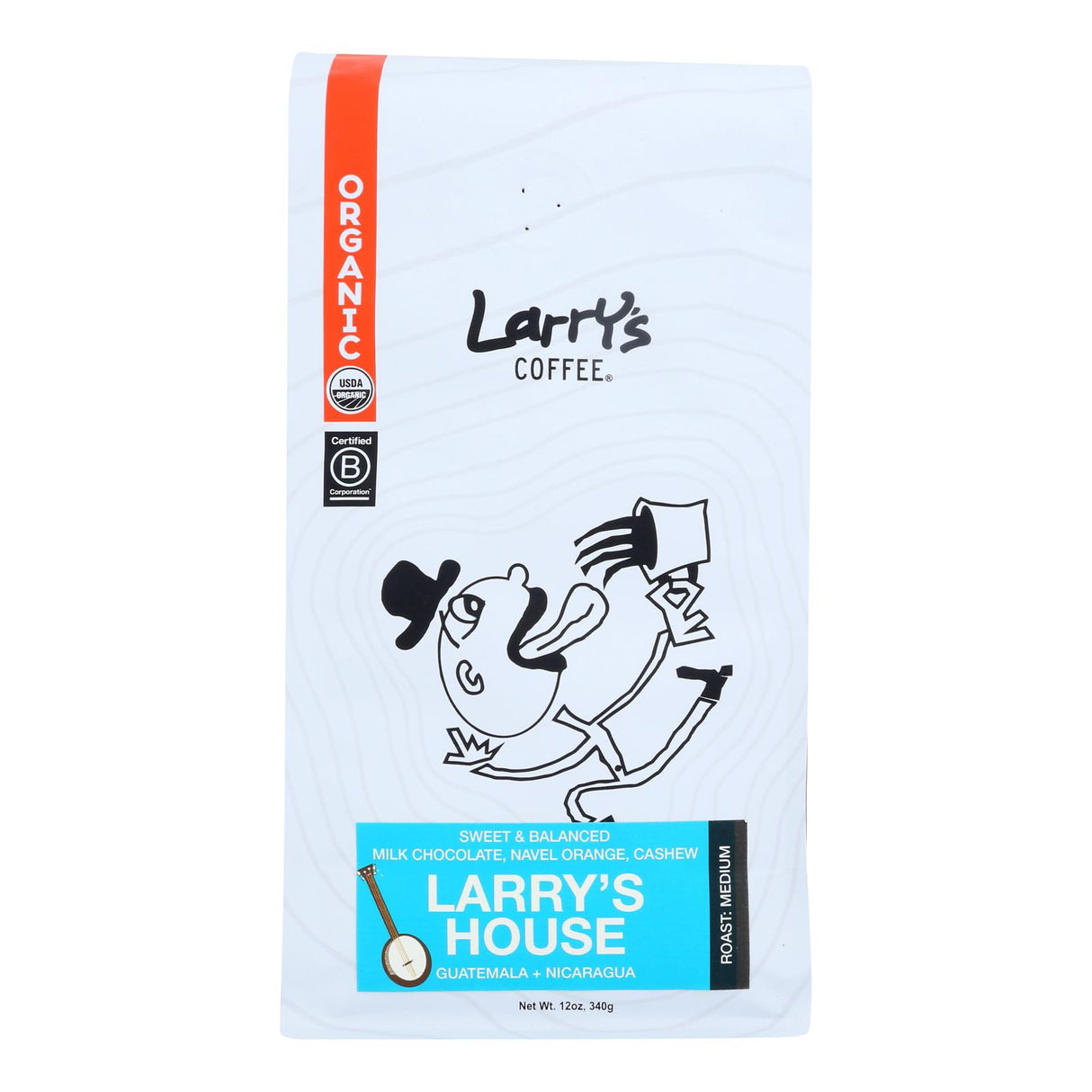 Larry's House Organic Whole Bean Coffee (Case of 6 - 12 oz bags) - Cozy Farm