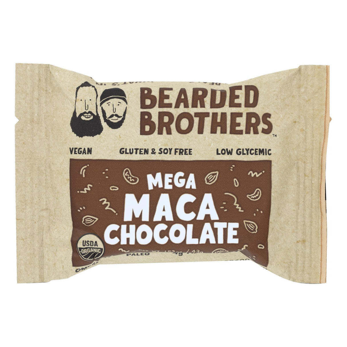 Bearded Brothers - Energy Bar - Mega Maca Chocolate - Case Of 12 - 1.52 Oz. - Cozy Farm