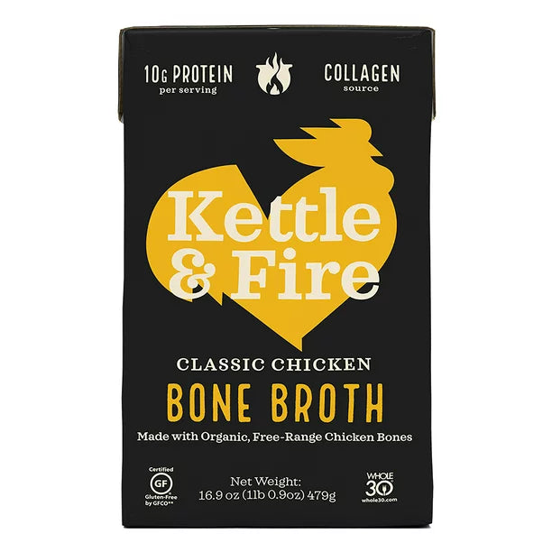 Kettle and Fire Organic Bone Broth - Chicken Regenerative (Pack of 6 - 16.9 Oz) - Cozy Farm