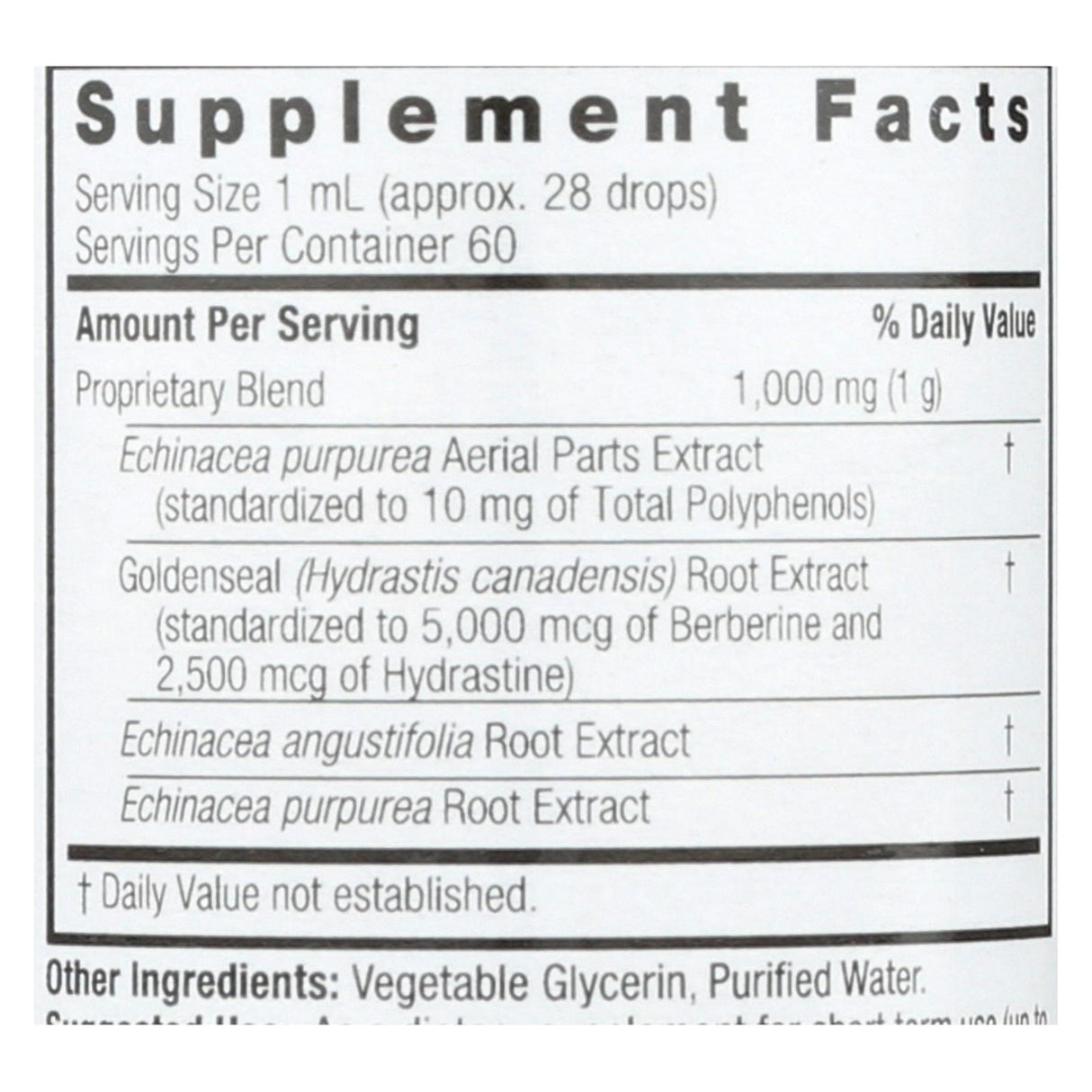 Nature's Answer Echinacea and Goldenseal Alcohol-Free Liquid Extract, 2 Fl Oz - Cozy Farm