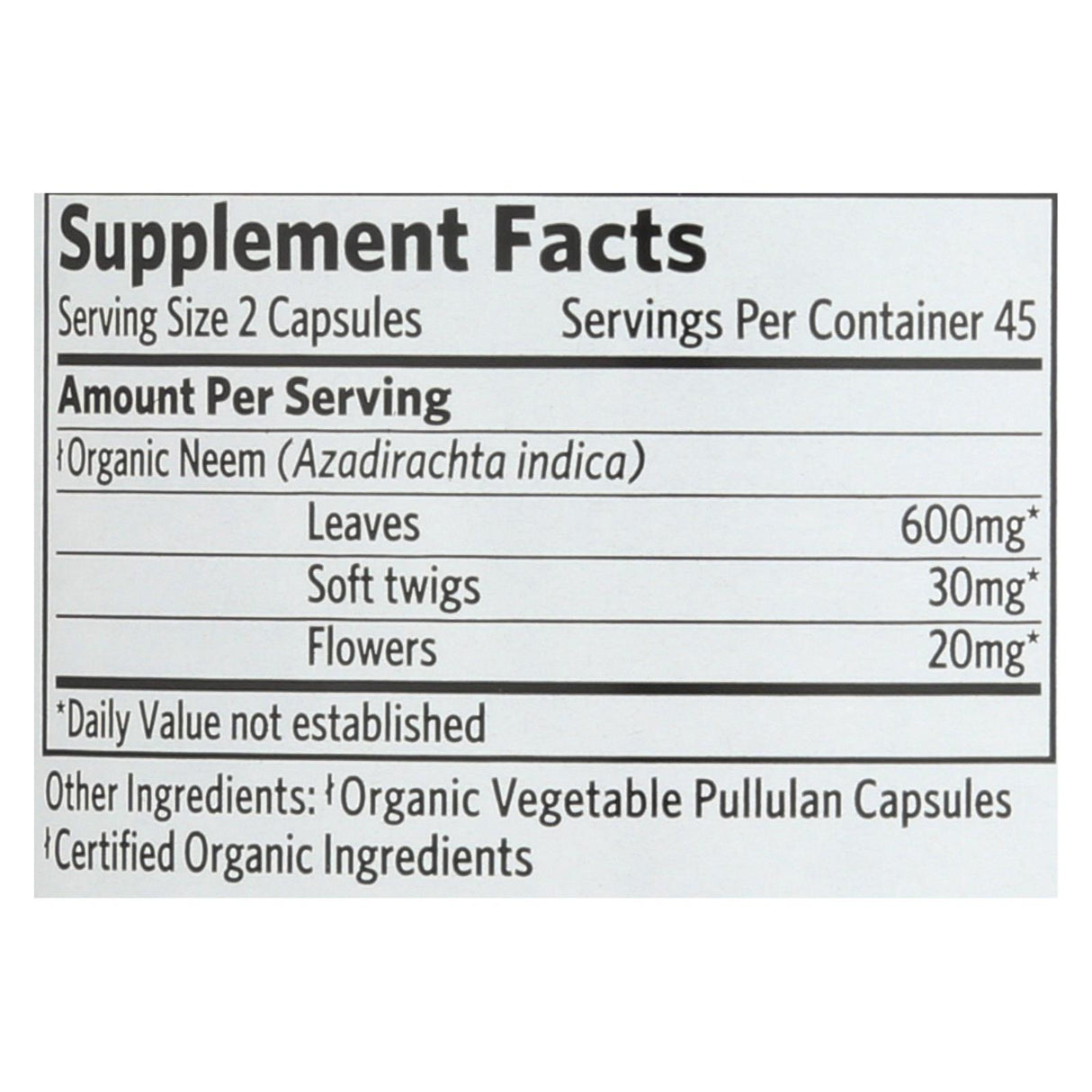 Organic India Neem Whole Herb Supplement (90 Capsules) - Cozy Farm