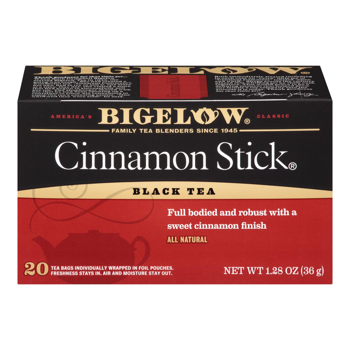 Cinnamon Stick Black Tea (Pack of 6 - 20 Bags) by Bigelow Tea - Cozy Farm