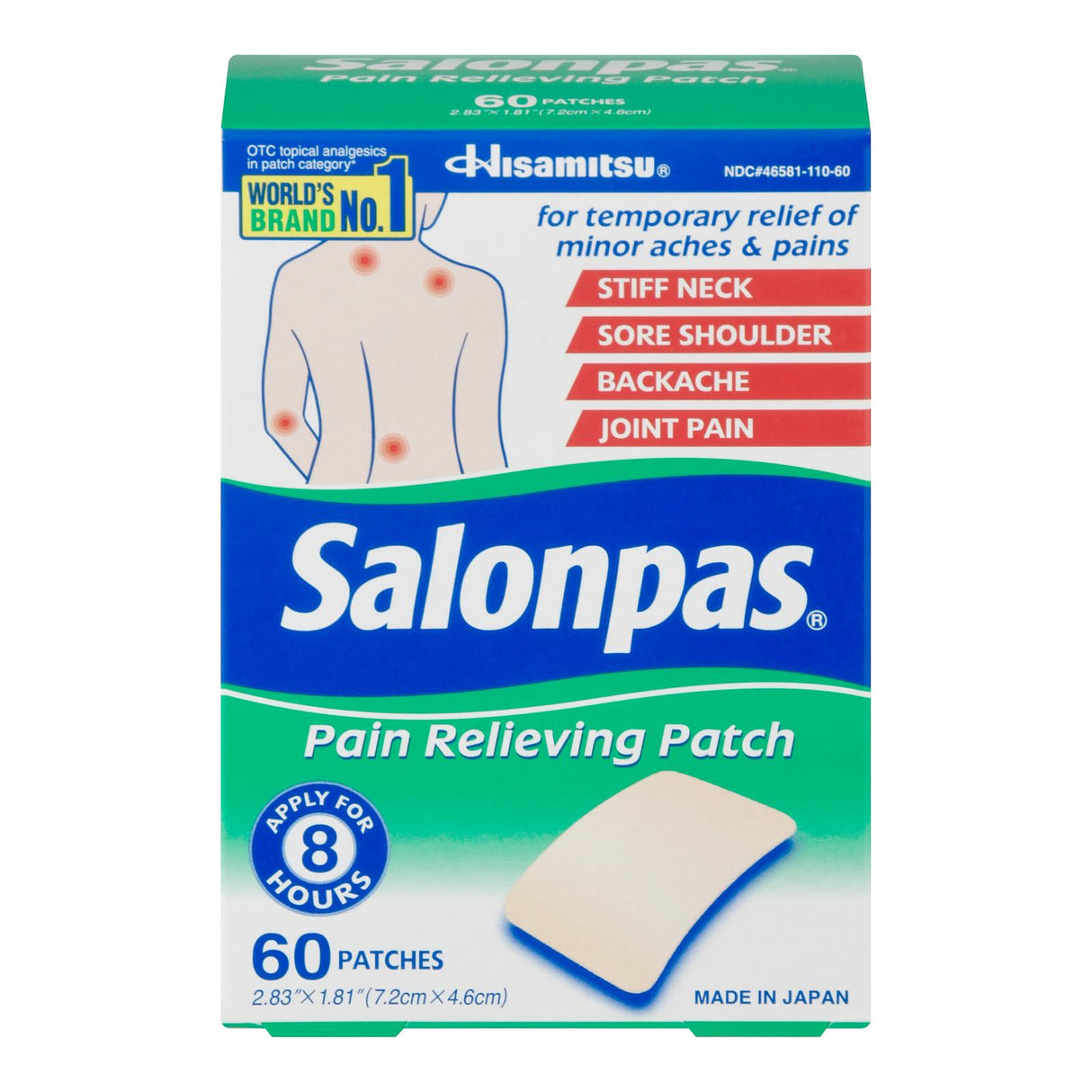Salonpas Pain Relief Patch - 60 Count - Fast-Acting Pain Relief - Cozy Farm