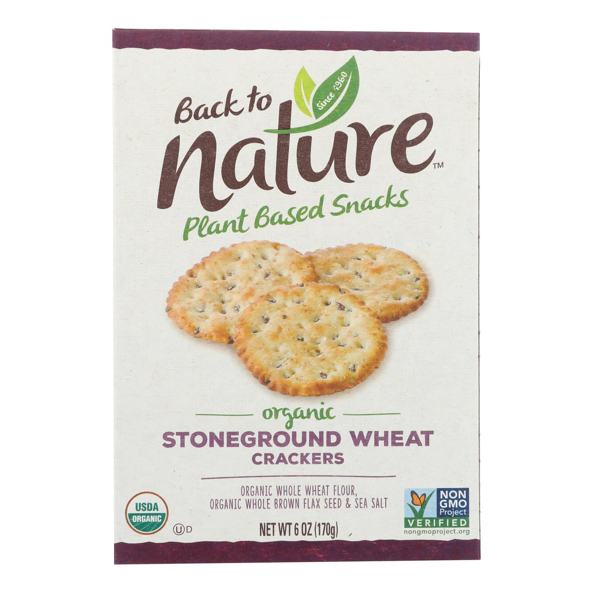 Back to Nature Organic Stoneground Wheat Crackers, 6 Oz. (Pack of 6) - Cozy Farm