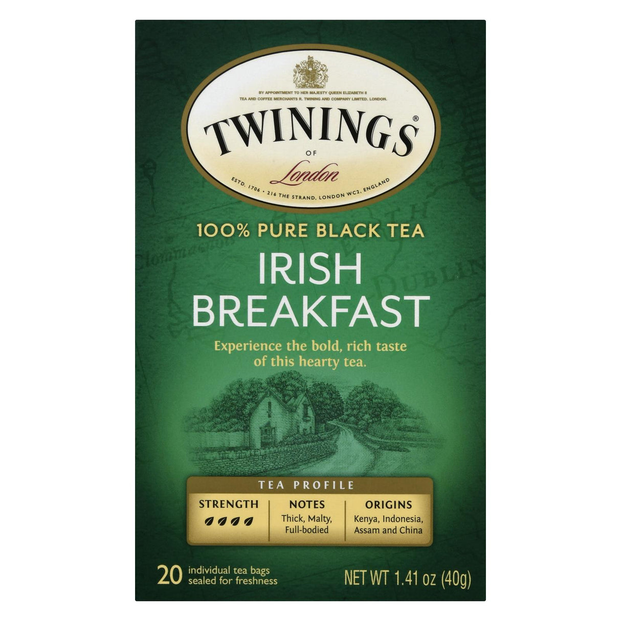 Twinings Irish Breakfast Black Tea Bags (Pack of 6 - 20 Count) - Cozy Farm