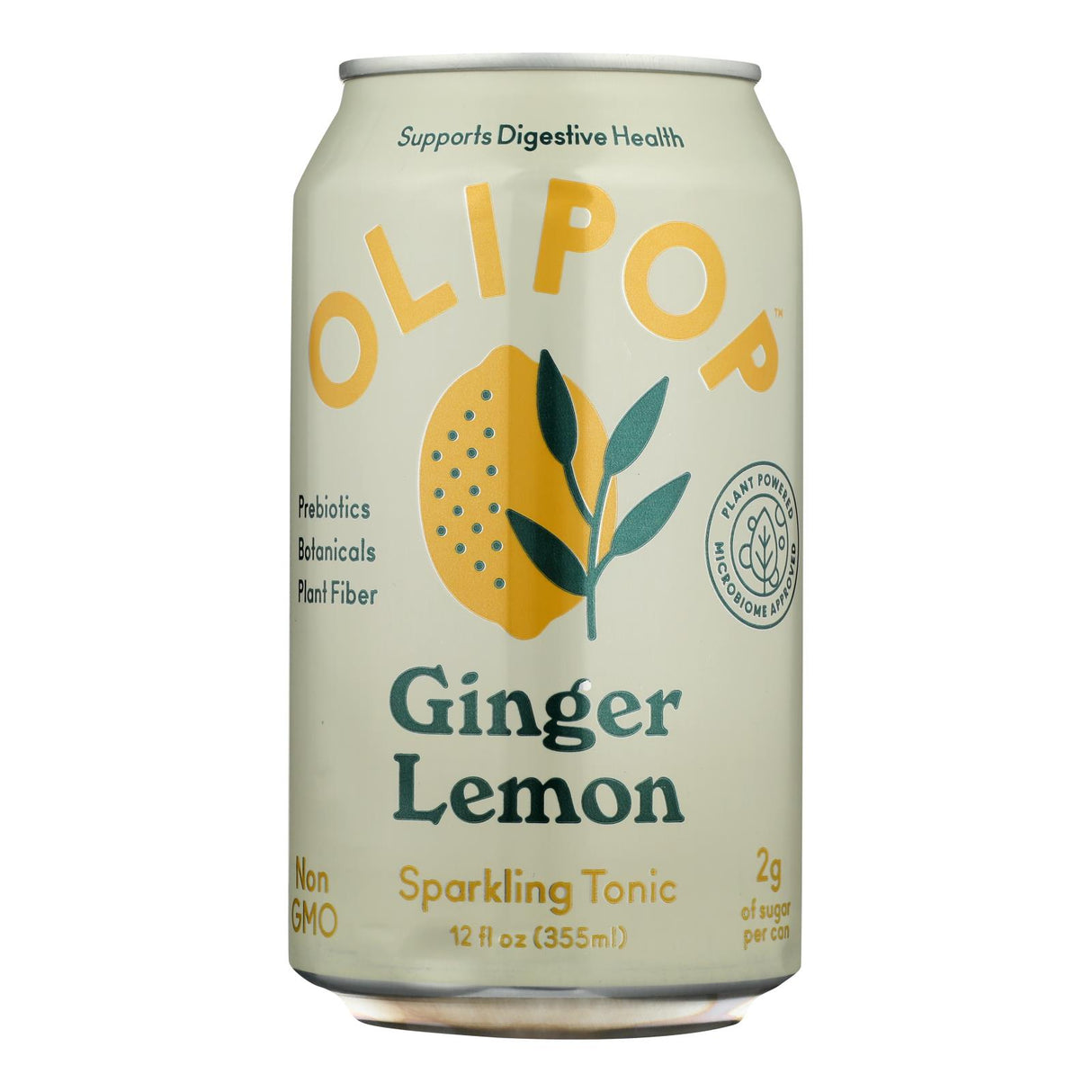 Olipop Ginger Lemon Sparkling Prebiotic Soda, 12 fl. oz. Case of 12 - Cozy Farm