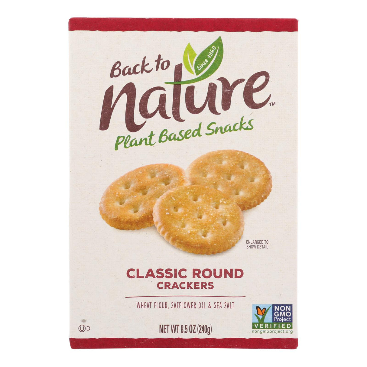 Back To Nature Classic Round Safflower Oil & Sea Salt Crackers, 8.5 Oz. (Pack of 6) - Cozy Farm