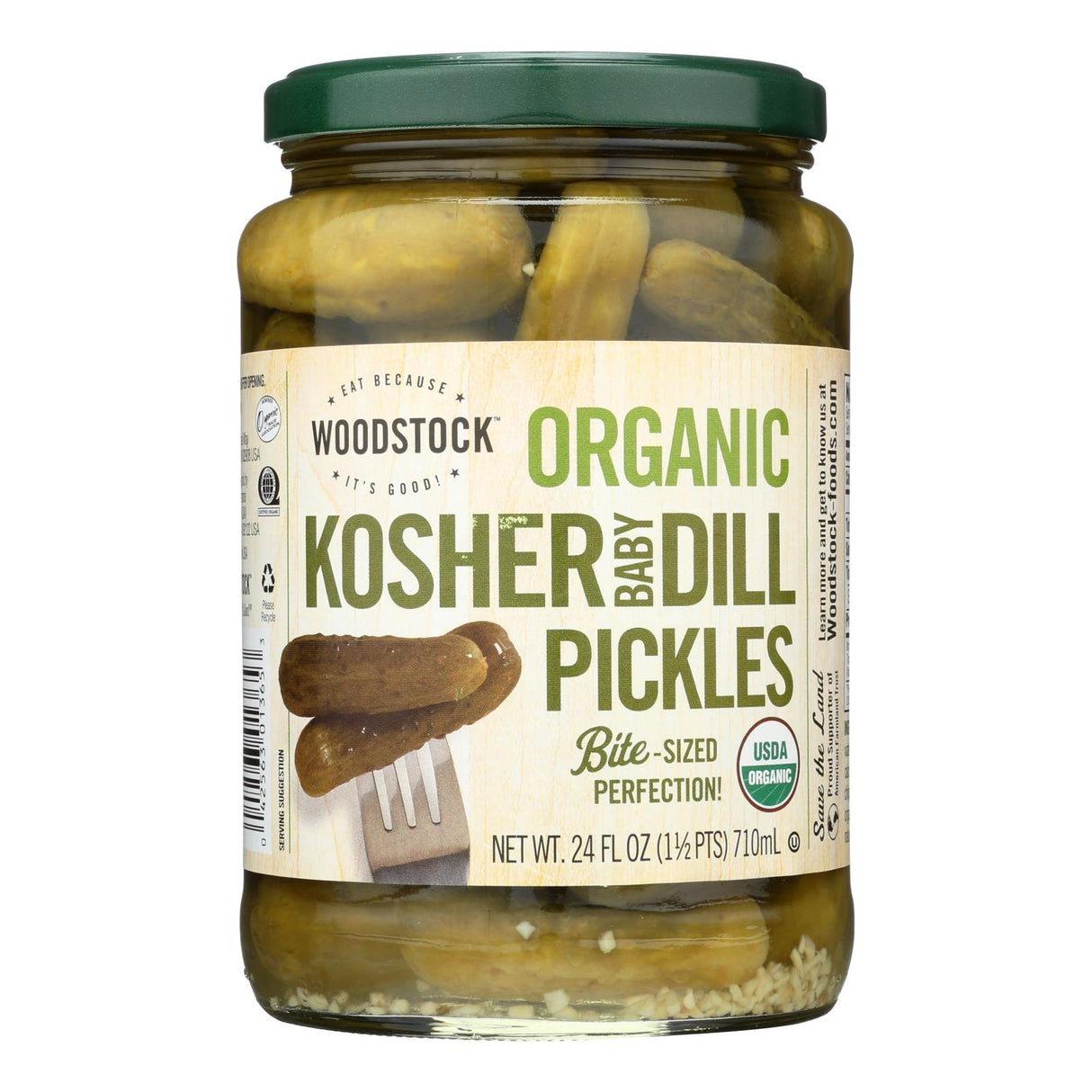 Woodstock Organic Kosher Baby Dill Pickles (Pack of 6 - 24 oz.) - Cozy Farm
