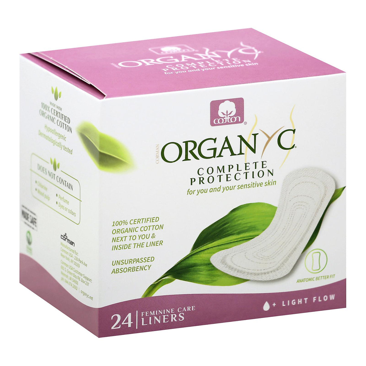 Organyc Everyday Panty Liners, Thin Cotton, Folded - 24 Count - Cozy Farm