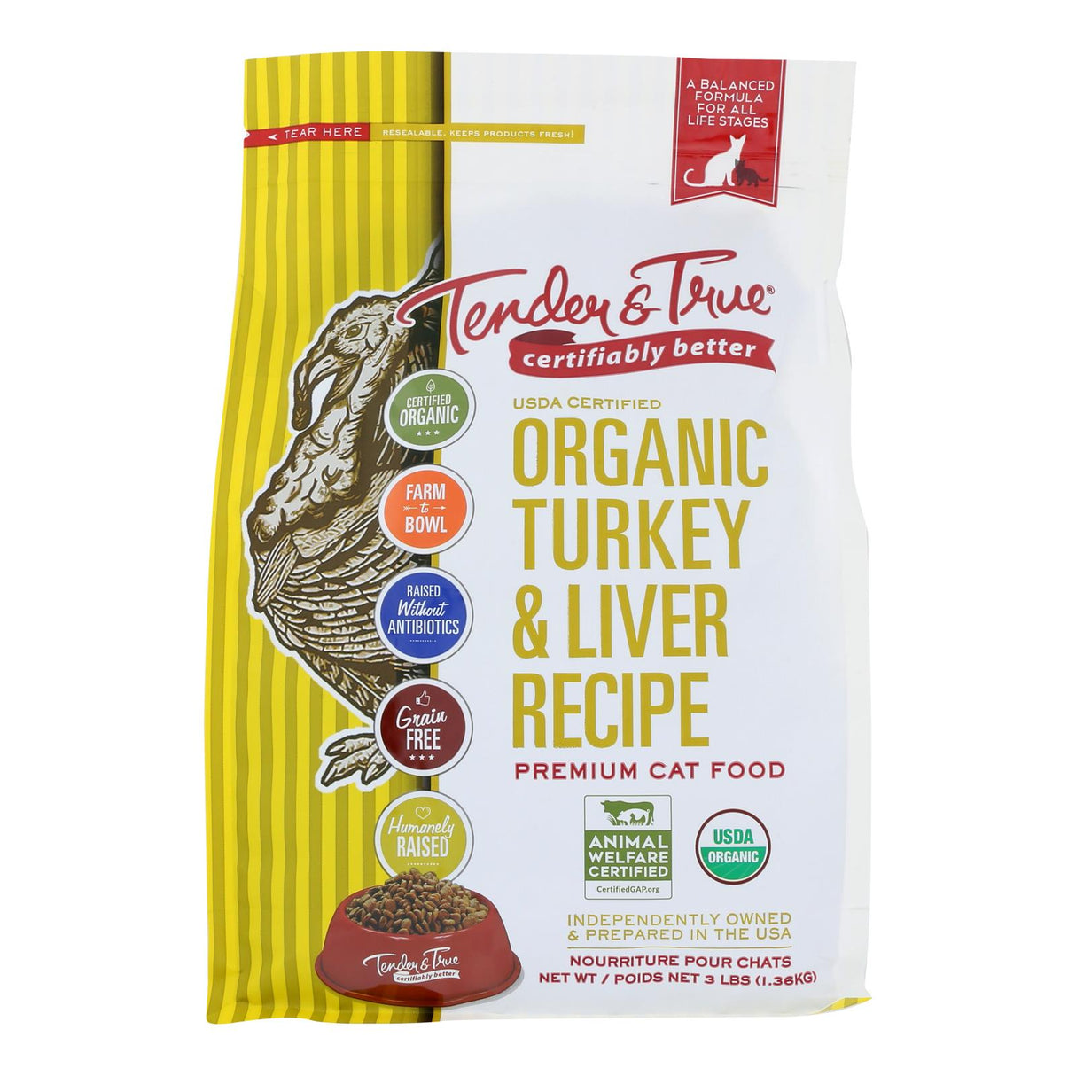Tender & True Turkey and Liver Canned Cat Food (Pack of 6 - 3 lb.) - Cozy Farm