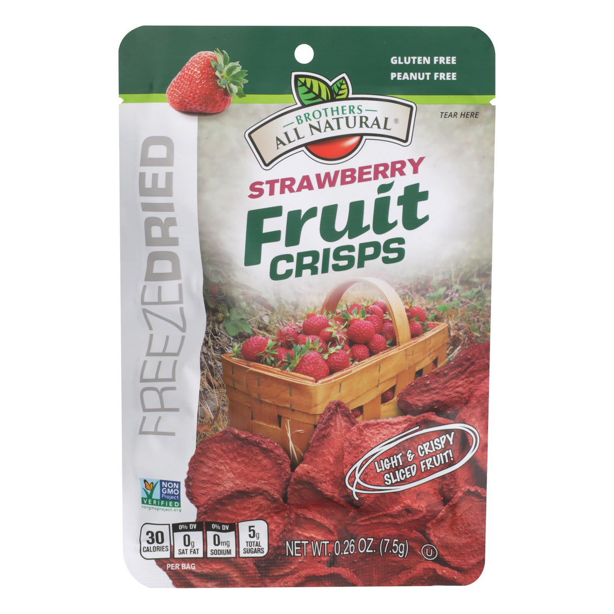 Brothers All Natural Strawberry Fruit Crisps - Pack of 24 - 0.26 Oz. Each - Cozy Farm
