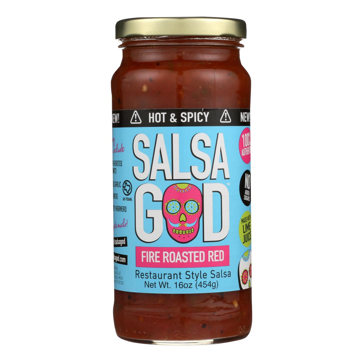 Salsa God Hot Fire Roasted Red Salsa, 16 Oz (Pack of 6) - Cozy Farm