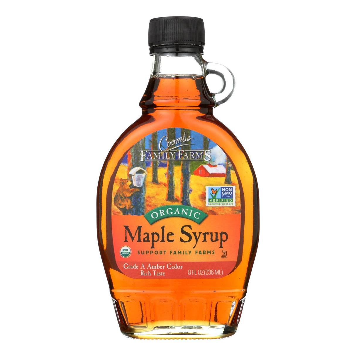 Coombs Family Farms Organic Maple Syrup, Grade A Dark Amber, 8 Fl Oz, Case of 12 - Cozy Farm