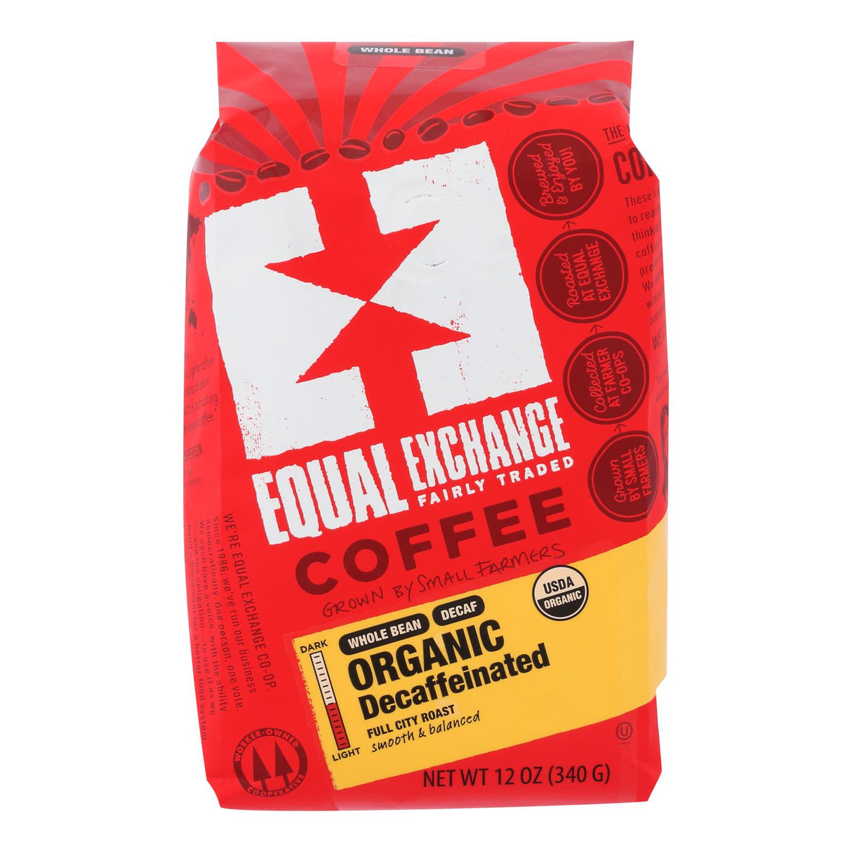 Equal Exchange Decaf Whole Bean Organic Coffee - 6 Pack, 12 Oz. - Cozy Farm