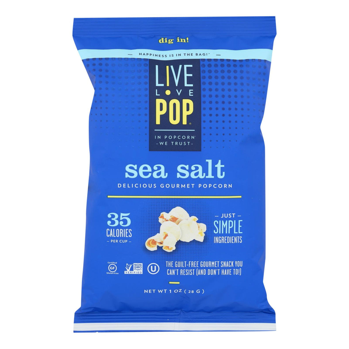 Live Love Pop Sea Salt Popcorn, Case of 24 - 1.0 Oz Bags - Cozy Farm