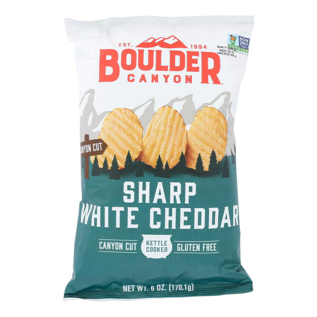 Boulder Canyon Kettle Chips White Cheddar (Pack of 12 - 6 Oz) - Cozy Farm