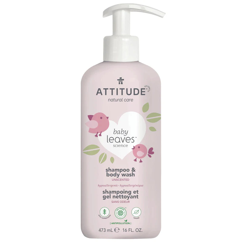 Attitude Natural Baby Wash and Shampoo, Fragrance-Free (16 Oz) - Cozy Farm