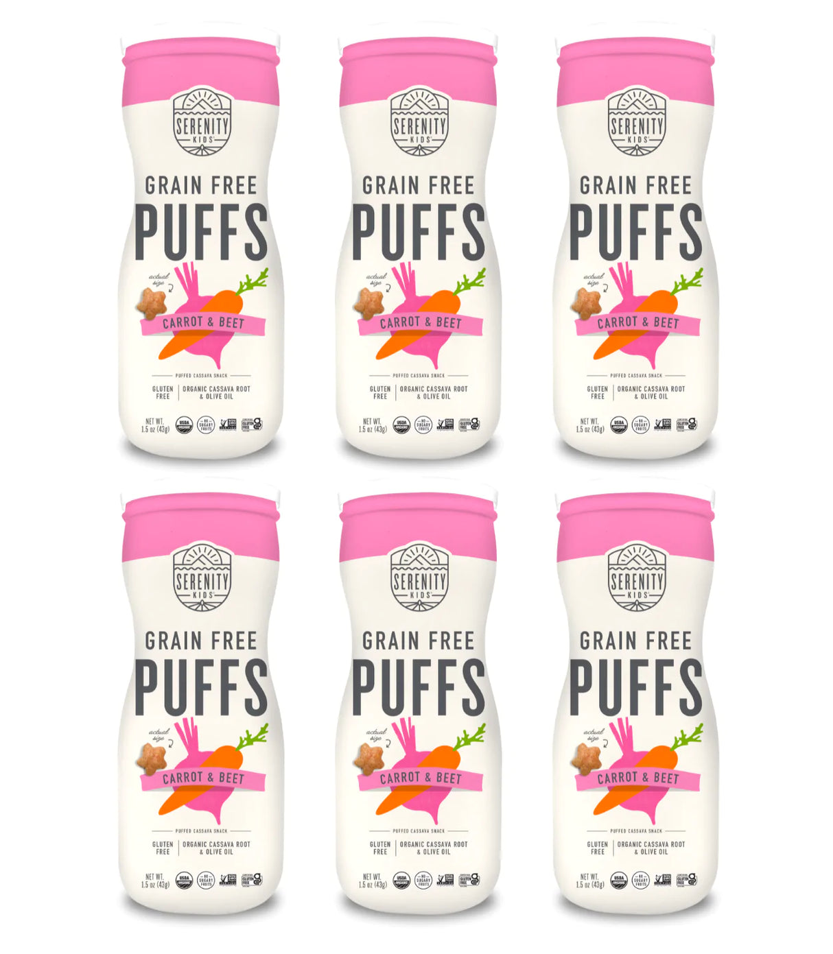 Serenity Kids Puff Crt Beet Veg, Pack of 6 - 1.5 Oz - Cozy Farm