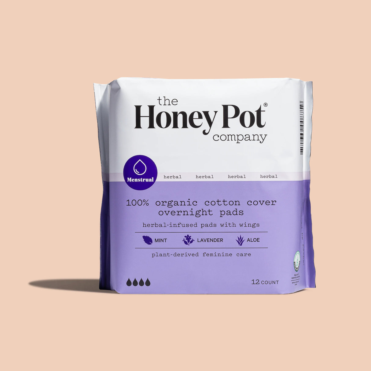 The Honey Pot Overnight Menstrual Pads - 12 Ct - Cozy Farm
