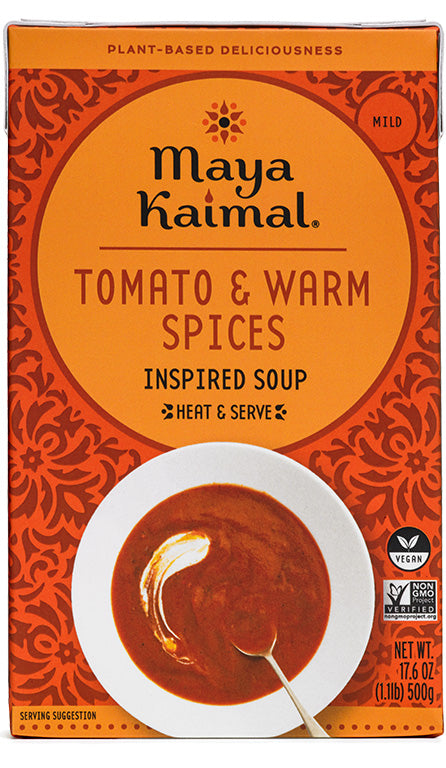 Maya Kaimal Soup, Tomato Warm Spices, 12 Pack, 17.6 Fl Oz Each - Cozy Farm