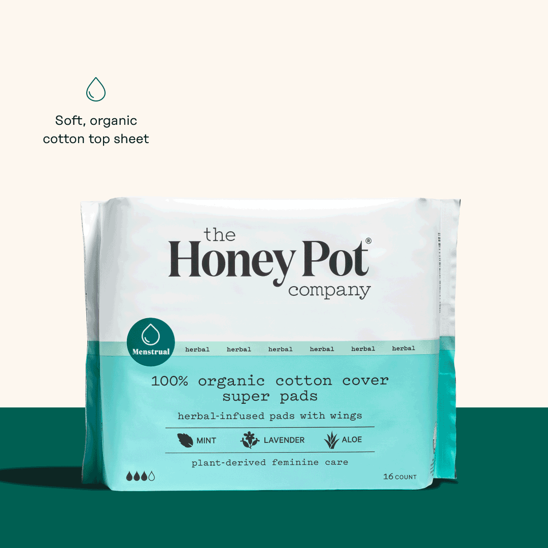 The Honey Pot Super Herbal Menstrual Pads (Pack of 16) - Cozy Farm