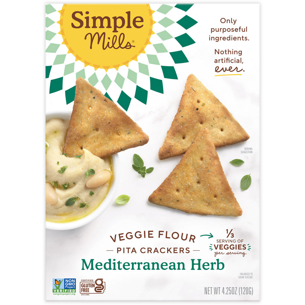 Simple Mills Pita Crackers: Mediterranean Herbs (Pack of 6 - 4.25 Oz.) - Cozy Farm
