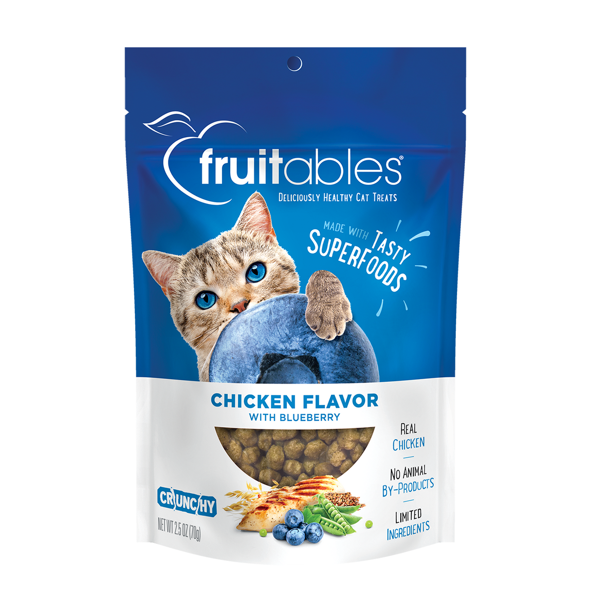 Fruitables Chicken & Blueberry Cat Treats (Pack of 10 - 2.5 Oz Each) - Cozy Farm