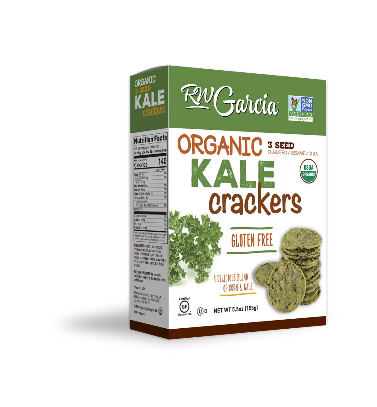 R.W. Garcia 3 Seed Kale Crackers 5.5 Oz (Pack of 6) - Cozy Farm