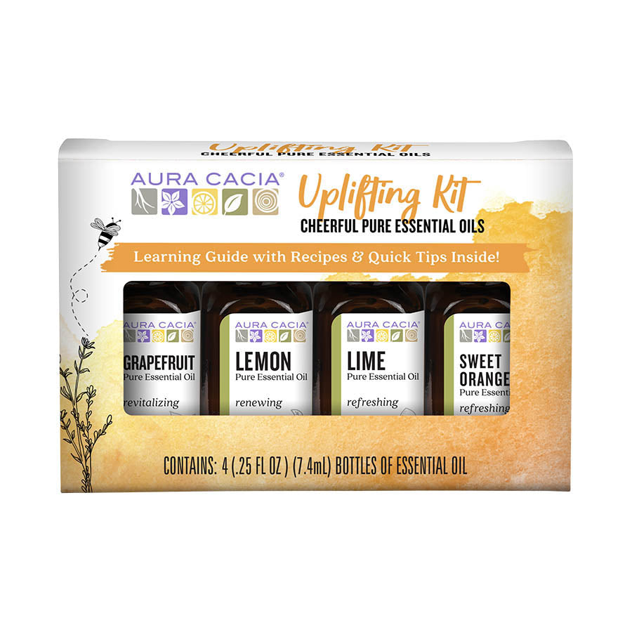 Aura Cacia Uplifting Essential Oil Kit, 100% Pure, 4-Piece - Cozy Farm