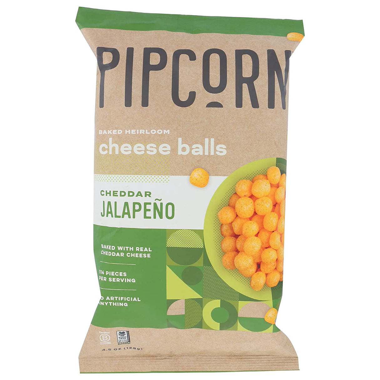 Pipcorn Cheese Balls Jalapeno Cheddar, 4.5 Oz - Pack of 12 - Cozy Farm