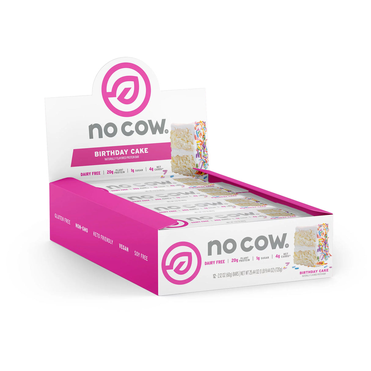 No Cow Bar - Birthday Cake Dipped in Chocolate 2.12 Oz Bars (Pack of 12) - Cozy Farm