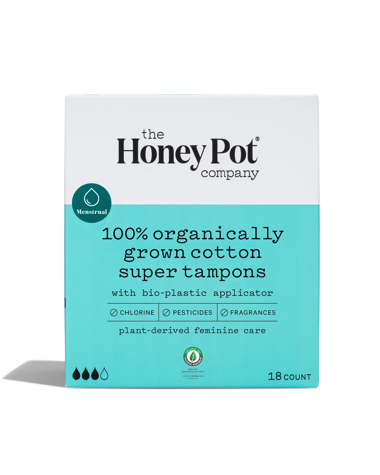 The Honey Pot - Plant-Based, Unscented Applicator Tampons for Plastics-Free Period - 18 Count - Cozy Farm