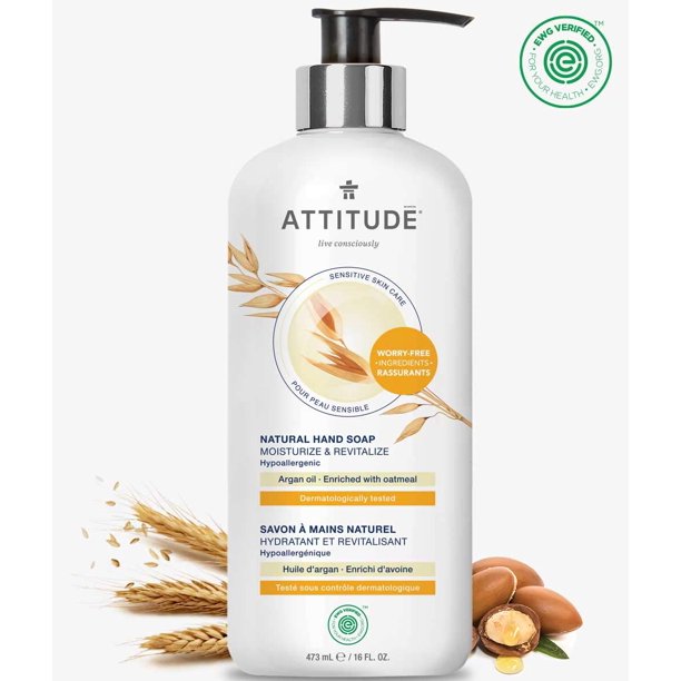 Attitude Hand Soap, Sensitive, Argan Oil, 16 Fl Oz - Cozy Farm