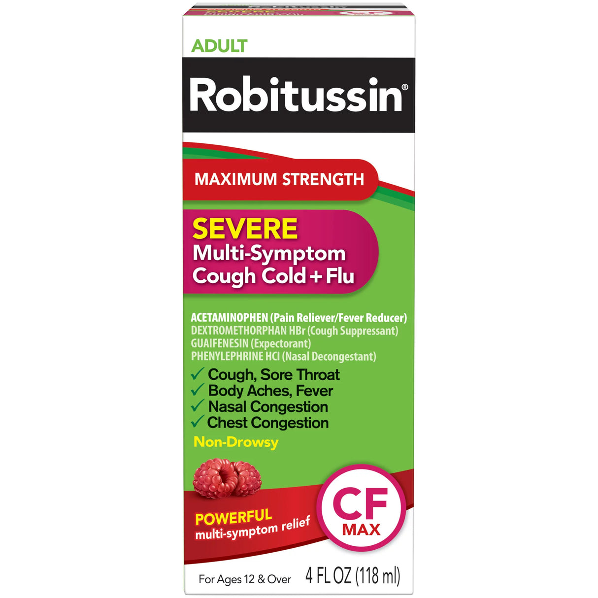 Robitussin Severe Multi-Symptom Cough, Cold & Flu Liquid, 4 Fl Oz - Cozy Farm