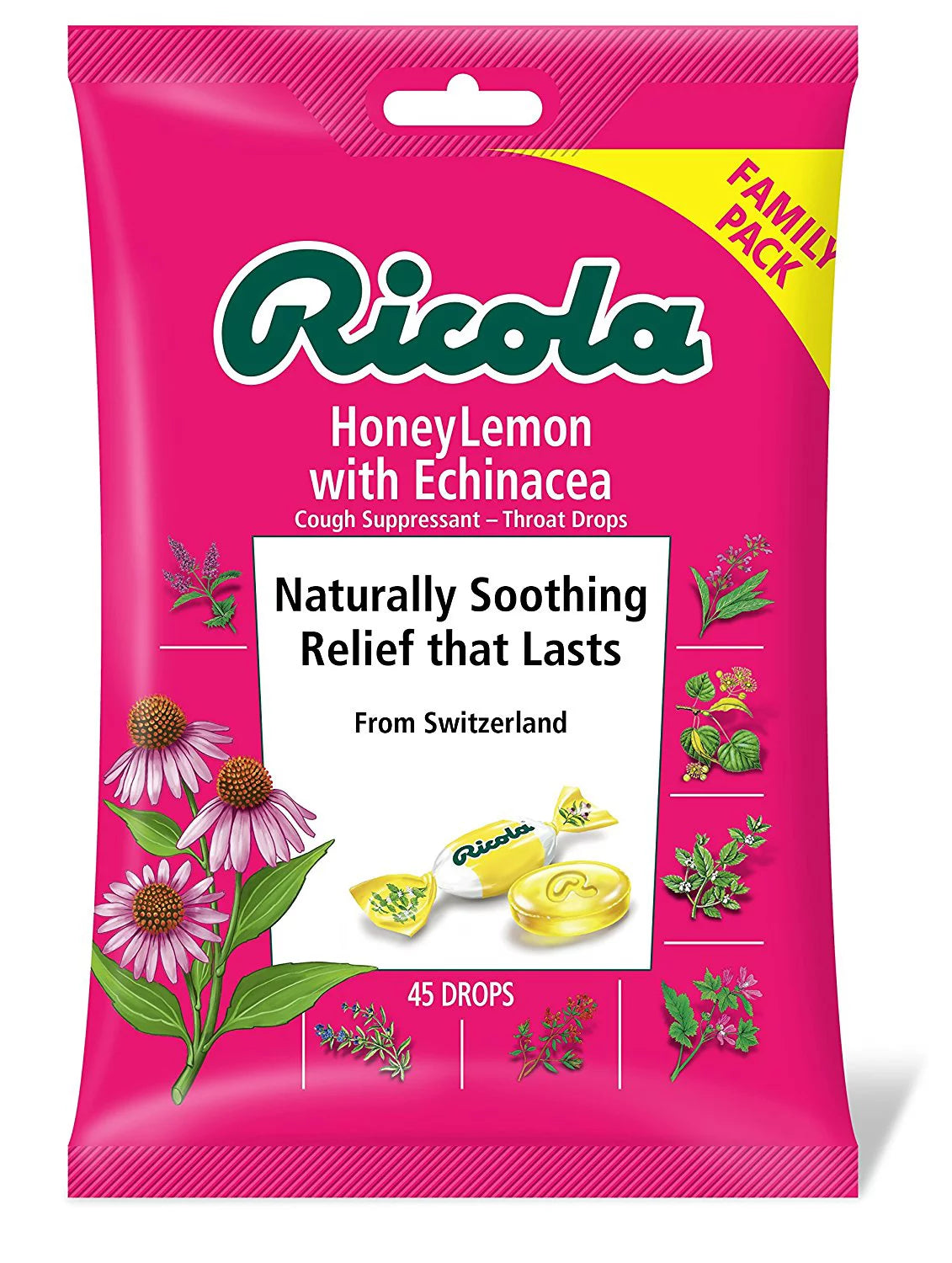 Ricola Honey Lemon Cough Drops 45ct Pack - Cozy Farm