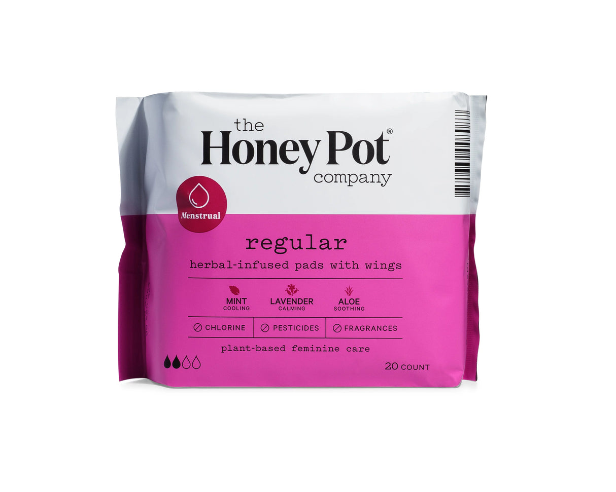 The Honey Pot | Organic Cotton Menstrual Pads | Regular Absorbency | 20 Count - Cozy Farm