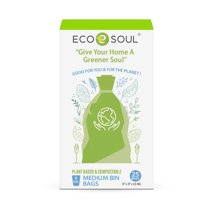 Ecosoul Home Compostable Trash Bags, 8 Gallon, 200-Count (Pack of 25) - Cozy Farm