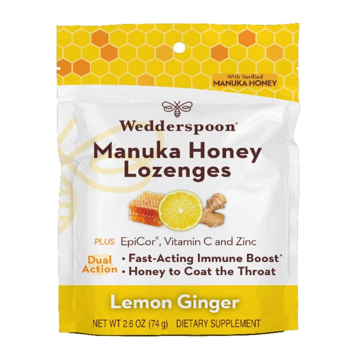 Wedderspoon Loz Manuka Honey Lemon Ginger Immunity Support 2.6 Oz Pack of 6 - Cozy Farm