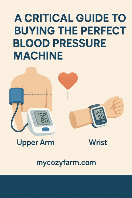image showing upper-arm and wrist digital blood pressure monitors with heart icon, illustrating buying choices for home BP devices.