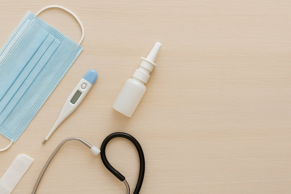 Professional medical supplies including mobility aids, diagnostic devices, and home care products displayed for home health and wellness