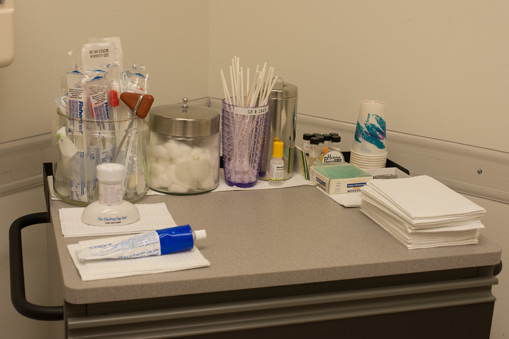 A table with physician supplies