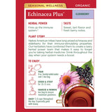Echinacea Plus tea package with text and images on a white background