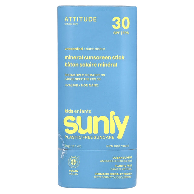 Attitude Kids Sunscreen - Unscented, 2.1 oz - Gentle Sun Protection
