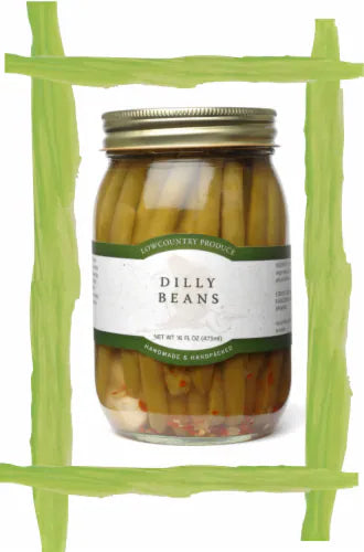 Lowcountry Beans Dilly, 16 fl oz (Case of 12) - Pickled Green Beans