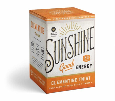 Sunshine Beverages Energy Clementine Twist, 12 fl oz (Case of 6) - Sparkling Energy Drink