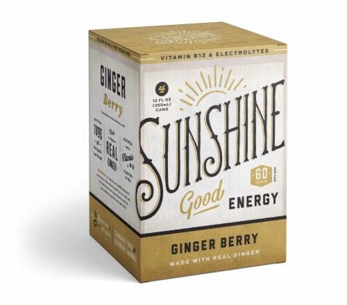 Sunshine Beverages Energy Ginger Berry 12 Fz (Case of 6) - Caffeinated Sparkling Drink