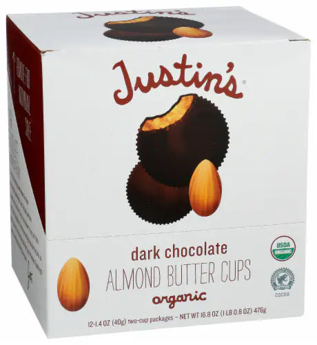Justin's Dark Chocolate Almond Butter Cups, 1.4 oz., Pack of 12