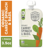Serenity Kids Organic Carrot, Spinach & Basil Baby Food Pouches, 6-Pack (3.5 oz)