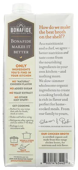 Bonafide Provisions Organic Chicken Bone Broth 32 Oz Case of 6
